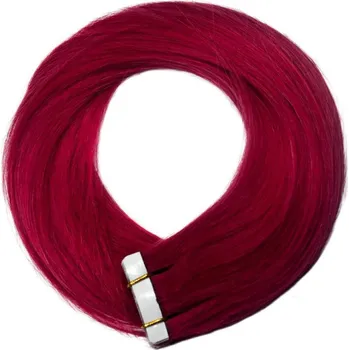 Příčesek TAPE IN vlasy Premium 60 cm – 20 pásků, 50 g, červená, pravé indické vlasy