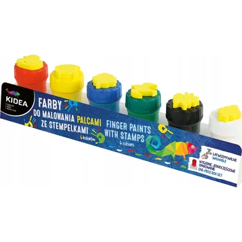 Výtvarná barva BARVY NA MALOVÁNÍ PRSTY S RAZÍTKY 6 KS KIDEA