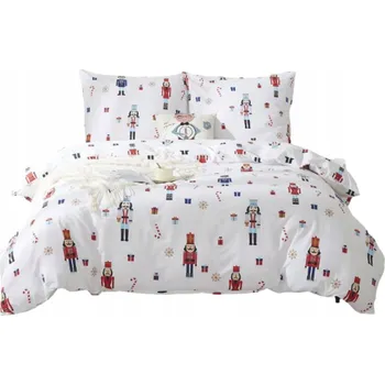 Povlečení POVLEČENÍ VÁNOČNÍ ZIMNÍ 160x200cm 100% BAVLNA SATÉNOVÉ SOUPRAVA BÍLÁ