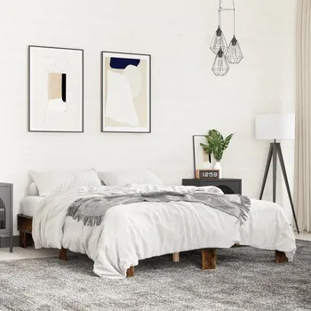 Postel Rám postele kouřový dub 150 x 200 cm kompozitní dřevo a kov - 8721102615306