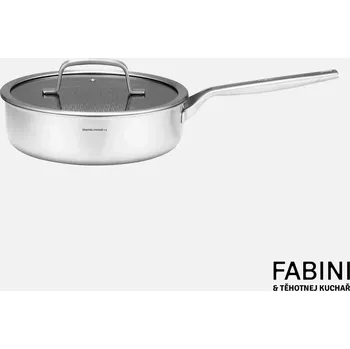 Pánev Hluboká pánev FABINI & Těhotnej kuchař 2.0, Ø 24 cm (2,5 l) - Nerezová beznýtová pánev s hybridním keramickým povrchem z vícevrstvé nerezové oceli s poklicí