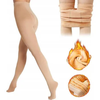 Dámské punčochy Zateplené dámské punčocháče s kožíšek zimní M teplé matné TĚLOVÉ