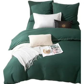 Povlečení Povlečení Satin Queen Premium 140x200, lahvově zeleň se zlatou Biza