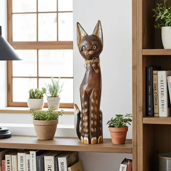 Kočka 12 Socha XL Dřevo 60 cm