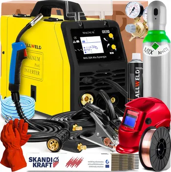 Svářečka Svářečka MAGNUM MIG 204 ALU Synergie TIG Lift MMA Pájení natvrdo Bodové svařování FLUX
