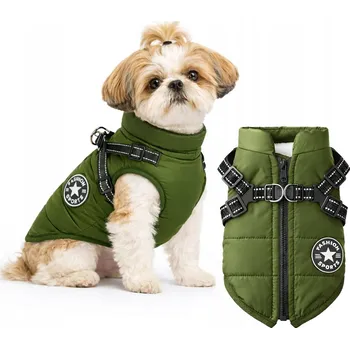 Obleček pro psa TEPLÁ BUNDA S POPRUHY PRO PSA PODZIM ZIMA OBLEČEK VESTA L REFLEXNÍ