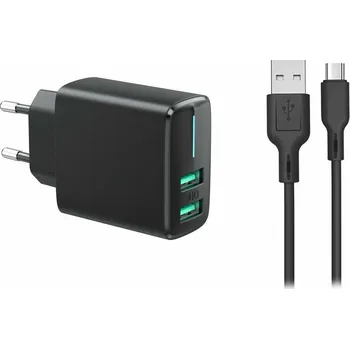 USB hub Adaptér - USB nabíječka do zásuvky s výstupem 2xUSB 2,4A + Kabel USB-C