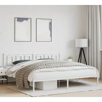 Ložnice vidaXL Kovový rám postele s čelem 193 x 203 cm [374247] Barva: Bílá