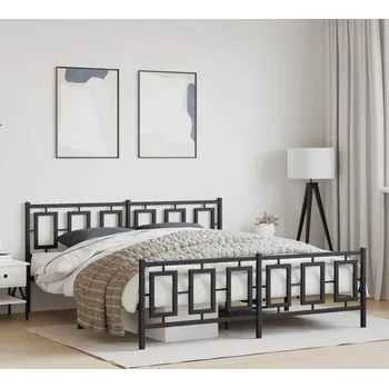 Postel vidaXL Kovový rám postele s hlavovým a nožním čelem 183 x 213 cm [374264] Barva: Černá