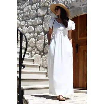 Dámské šaty Lotika Dlouhé šaty s knoflíčky ze 100% lnu 1073166