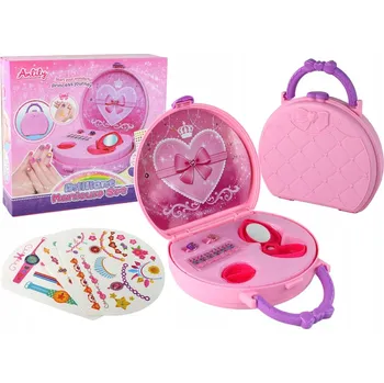Doplněk pro panenku KOSMETICKÝ SET V KUFRÍKU ŠPERKY PRSTENY TETOVÁNÍ PRO HOLČIČKU