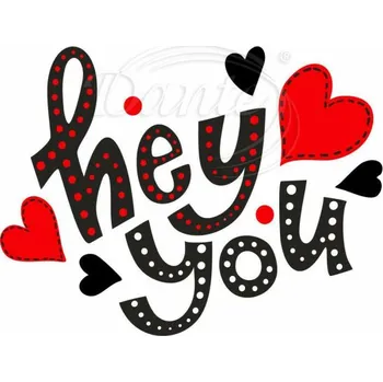 Textilní nažehlovací páska Dante Nažehlovačka Hey you srdíčka - 12 x 9 cm