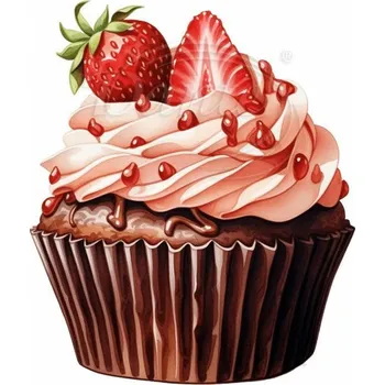 Textilní nažehlovací páska Dante Nažehlovačka Cupcake jahody a čokoláda - 5 x 6 cm