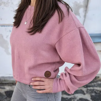 Dámská mikina Kulišárny Mikina dámská STRUCTURE WAFLE Oldpink crop VELIKOST: 34