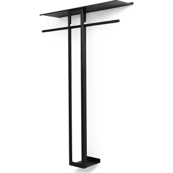 Věšák Černý ocelový nástěnný věšák s poličkou 100 cm Luno Large – Spinder Design ID_1831780