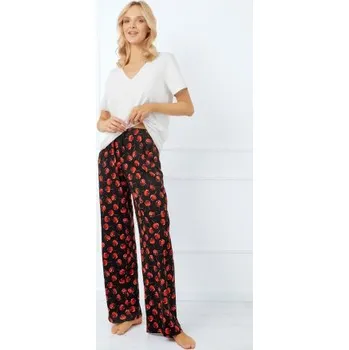 Pyžamové kalhoty Italian Fashion Cherry - bavlna Černo-červená M