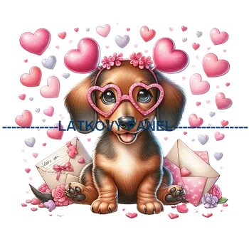 Látkový panel - Pejsek láska - LA-24 Velikost: 20x20cm, Materiál: Kočárkovina