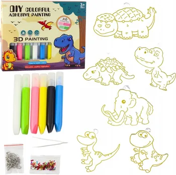 kreativní sada KREATIVNÍ SADA NA MALOVÁNÍ VITRÁŽÍ PŘÍVĚSKY DINOSAUŘI OZDOBY DIY