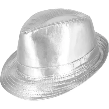 Klobouk Stříbrný párty klobouk z imitace kůže