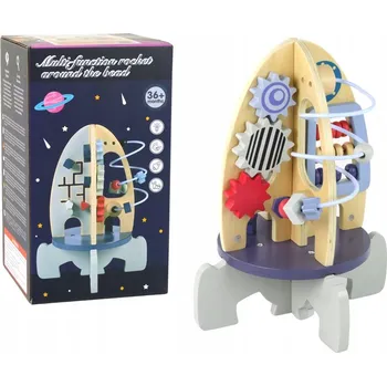 Dřevěná hračka DŘEVĚNÁ VZDĚLÁVACÍ RAKETA TŘÍDIČ KOSTKA MANIPULAČNÍ HRAČKA PRO DĚTI