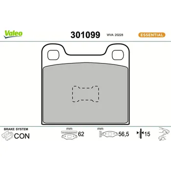 Brzdová destička Sada brzdových destiček, kotoučová brzda VALEO 301099