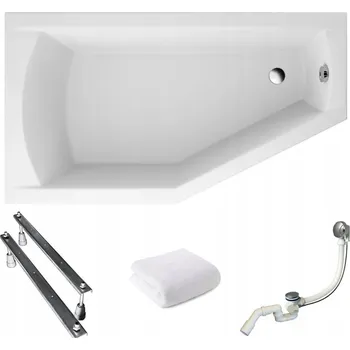 Vana Rohová akrylátová vana POLIMAT SELENA 140x90 LEVÁ, sifon automatický chrom