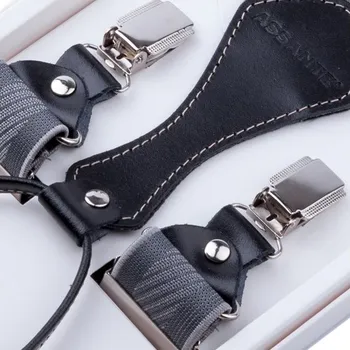 Kšandy Luxusní šedé kšandy s hedvábným leskem kožená poutka Assante 90055, Velikost Uni