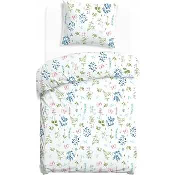 Povlečení Povlečení 140x200 cm, sada FLANELOVÉ BAVLNY s chloupkem, barevné květiny, bílé