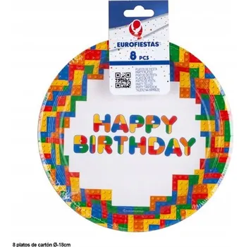 Talíř Barevné papírové talířky na narozeniny, 8 kusů