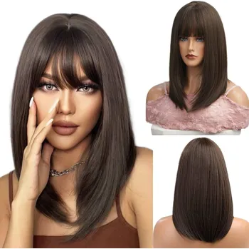 Paruka Paruka polodlouhé syntetické vlasy hnědá NCDSHAIR dámská