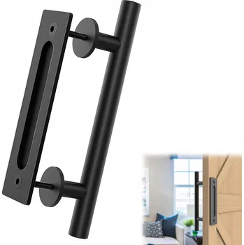 Dveřní kování ÚCHYT KLIKA MADLO LOFT ANTABA PRO POSUVNÉ DVEŘE ČERNÝ PEVNÝ