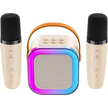 Přenosná karaoke sada s Bluetooth reproduktorem a 2 bezdrátovými mikrofony, bílá