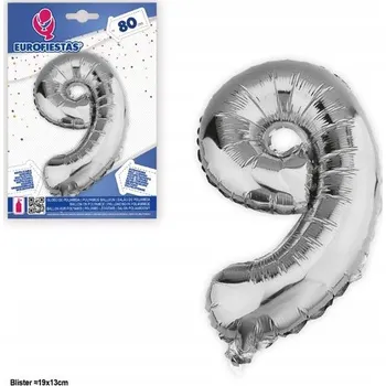Balónek Ouda Party - 34palcový stříbrný fóliový balónek číslice 9