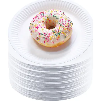 Jednorázové nádobí Bílé papírové talířky EKOLOGICKÉ 100 ks 15 cm