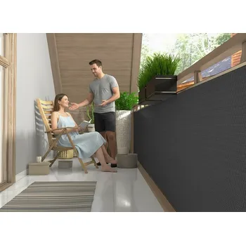 Krycí plachta Balkonová ratanová zástěna MALMO, tmavě šedá, výška 100 cm šířka různé rozměry 1300 g/m2 MyBestHome Rozměr: 100x100 cm