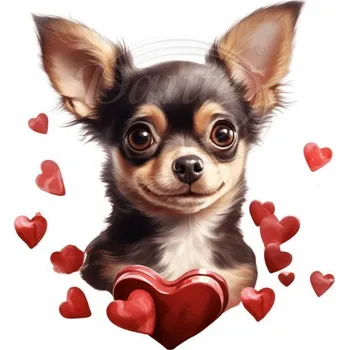 Textilní nažehlovací páska Dante Nažehlovačka Čivava se srdíčky,6