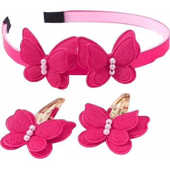 Čelenka Sada pro holčičky Čelenka a sponky do vlasů - Růžové motýlky