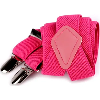 Kšandy Dětské šle jednobarevné šíře 2,5 cm délka 80 cm tkané typ Y - 14 pink