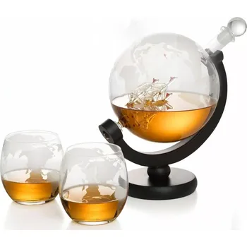 Karafa Globus se dvěma sklenicemi – dárková sada