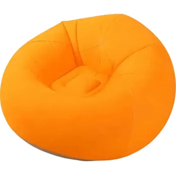 Nafukovací lenoška křeslo 103 x 60 cm Skládací lehké relaxační sezení PVC zesílený materiál Ventil proti úniku vzduchu oranžová