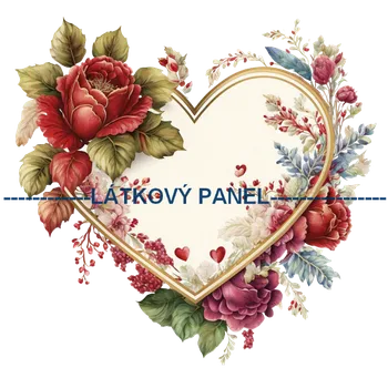 Látkový panel - Srdce květinové - LA-13 Velikost: 30x30cm, Materiál: Úplet