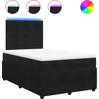 Postel Černá kontinentální postel s matrací 120x190 cm a LED osvětlením, nastavitelné čelo