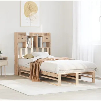 Ložnice vidaXL Postel s knihovnou bez matrace 90x190 cm masivní borovice [3323978] Barva: Přírodní