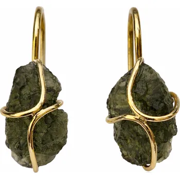 Náušnice Vltavín Moldavite Zlaté náušnice s vltavíny P26 0013
