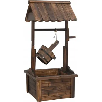 Zahradní dekorace Fontána VidaXL dřevěná s čerpadlem, studna přání 57x50x112 cm