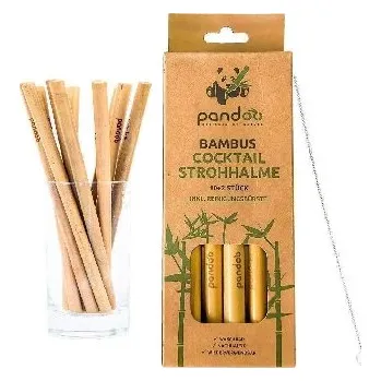 Pandoo Krátké koktejlové bambusové brčko s čistícím kartáčkem sada 12 ks