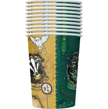 Party nádobí Papírové kelímky Harry Potter Hufflepuff & Slytherin – 10 ks