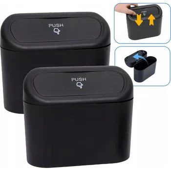 Odpadkový koš Odpadkový koš do auta, malý odpadkový koš s víkem Klips Černá nádoba