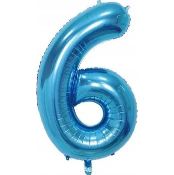 Balónek Fóliový balónek ČÍSLICE 6 ŠEST Modrý balónek ve tvaru číslice, velký 100 cm, na heliové narozeniny
