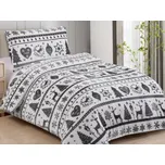 Jahu Vánoční mikroplyšové povlečení 140x200 + 70x90 cm - Vánoce šedobílé